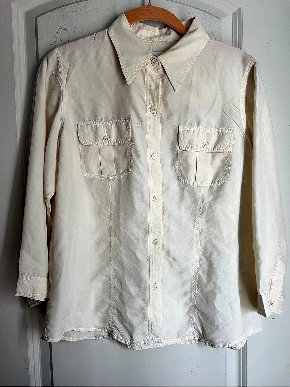 Liz Claiborne Button Front Utility Shirt in White Size Small